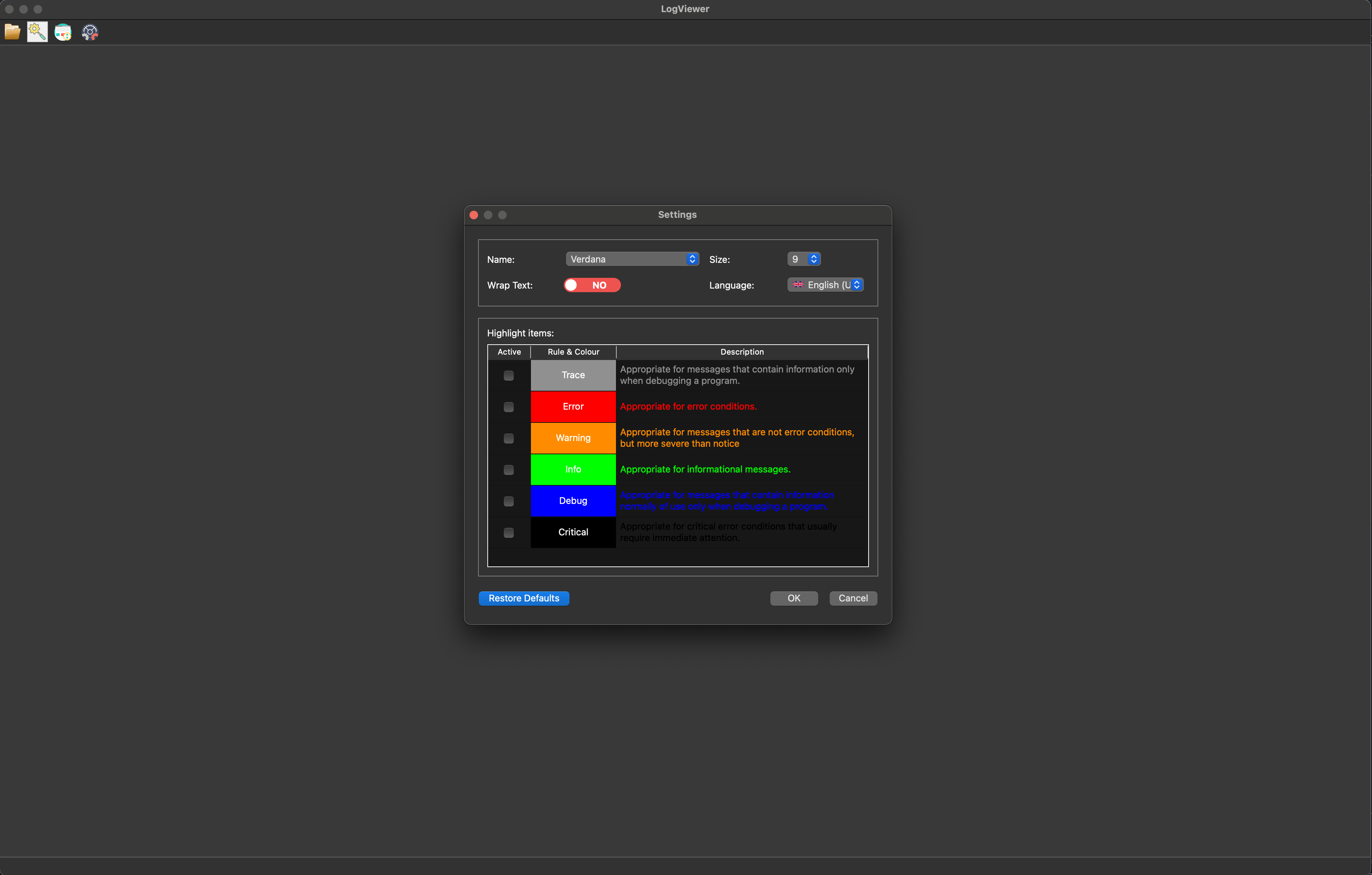 LogViewer Main Window